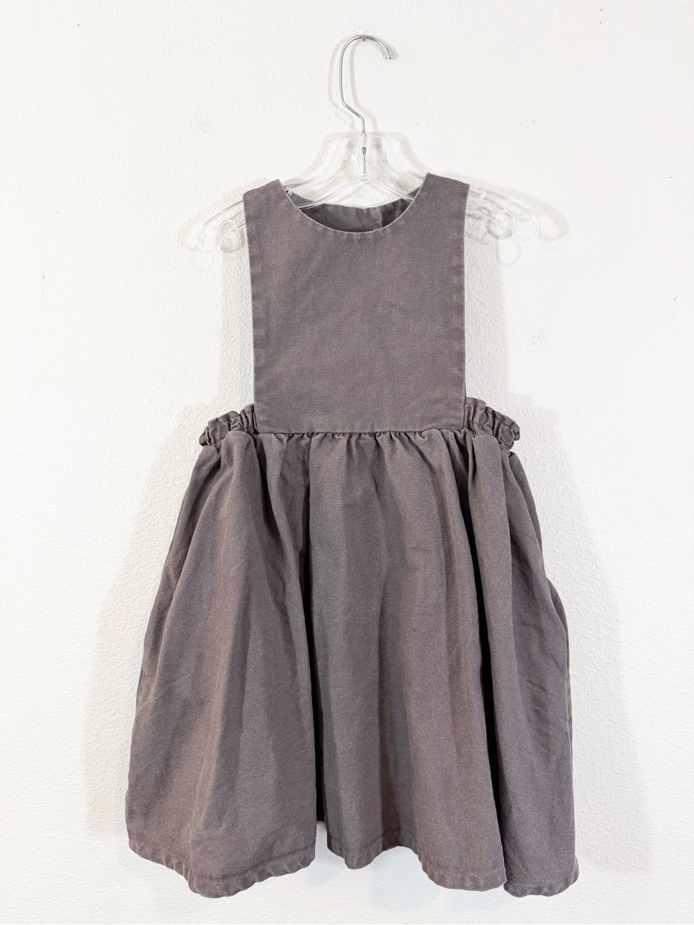 Mabo Gray Pinafore Dress Girls 6/7 Years Organic Cotton Minimalist Neutral